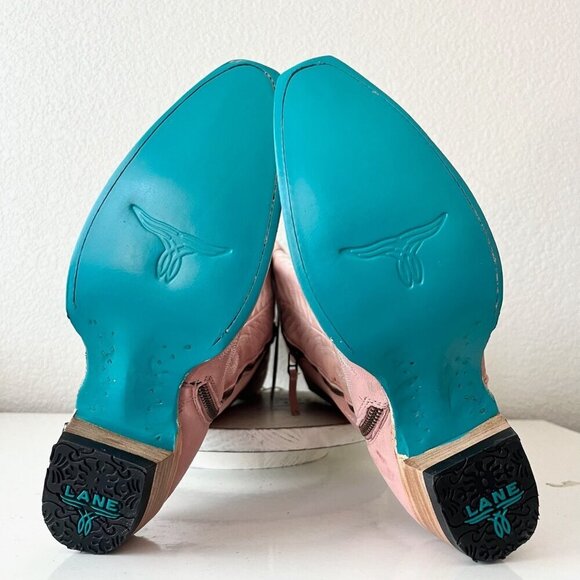 Lane LEXINGTON Over the Knee Womens Cowboy Boots 8.5 Pink Western Cowgirl Tall - Picture 12 of 16